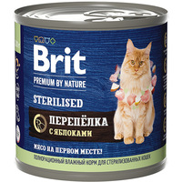 Консервированный корм для кошек Brit Premium by Nature Sterilised с мясом перепелки и яблоками 200 г