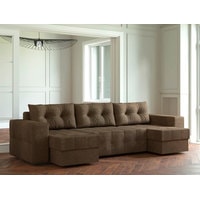 П-образный диван Настоящая мебель Ванкувер Мейсон (п-обр, боннель, рогожка, св-коричневый)