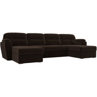 П-образный диван Лига диванов Бостон 109504 (микровельвет, коричневый)