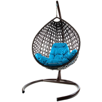 Подвесное кресло M-Group Капля Люкс 11030203 (коричневый ротанг/голубая подушка)