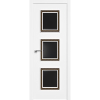 Межкомнатная дверь ProfilDoors 65SMK (белый матовый, кожа evolution черная, золотая патина)
