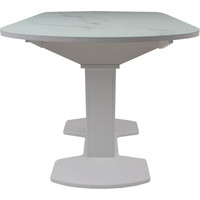 Кухонный стол Аврора Корсика фотопечать 120-151.5x80 (мрамор белый 2/белый матовый)
