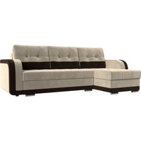 Угловой диван Лига диванов Марсель 29540 (левый, микровельвет, бежевый/коричневый)