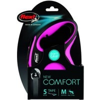 Поводок-рулетка Flexi New Comfort M Tape 5 м (розовый/черный)