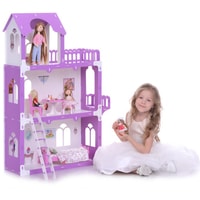 Кукольный домик Krasatoys Дом Милана с мебелью 000270 (белый/сиреневый)