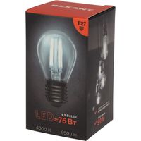 Светодиодная лампочка Rexant Шарик GL45 9.5Вт E27 950Лм 4000K нейтральный свет 604-132