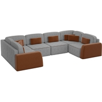 П-образный диван Mebelico Гермес-П 59339 (рогожка, серый/коричневый)
