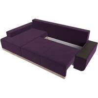 Угловой диван Лига диванов Чикаго левый 110733L (велюр фиолетовый/подушки бежевый)