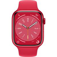 Умные часы Apple Watch Series 8 45 мм (алюминиевый корпус, красный/красный, спортивный силиконовый ремешок M/L)