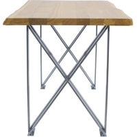 Кухонный стол Buro7 Призма 150 (с обзолом, дуб натуральный/серебро)
