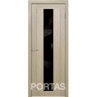 Межкомнатная дверь Portas S25 60x200 (лиственница крем, стекло lacobel черный лак)