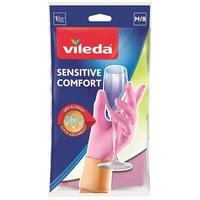 Латексные перчатки Vileda Sensitive Comfort (M, розовый)