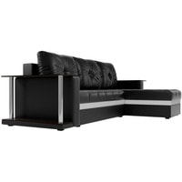 Угловой диван Craftmebel Атланта М угловой 2 стола (нпб, правый, черная экокожа)