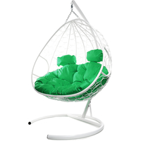Подвесное кресло M-Group Для двоих 11450104 (белый ротанг/зеленая подушка) в Пинске