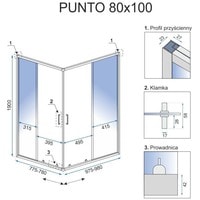 Душевой уголок Rea Punto 100x80 (черный/прозрачное стекло)