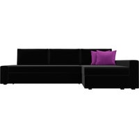 Угловой диван Лига диванов Версаль 29473 (правый, микровельвет, черный)