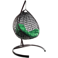 Подвесное кресло M-Group Капля Люкс 11030204 (коричневый ротанг/зеленая подушка)