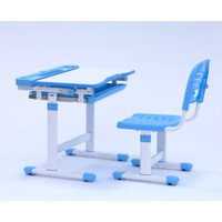 Парта Растущая мебель B204 + стул + выдвижной ящик + подставка для книг + светильник (голубой/белый)