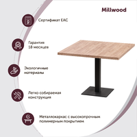 Кухонный стол Millwood Лофт Хельсинки 2 Л 100x100x75 (дуб белый Craft-металл черный)