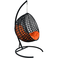 Подвесное кресло M-Group Круг Люкс 11060407 (черный ротанг/оранжевая подушка)