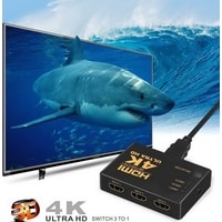 Переключатель DL-LINK 3x1 HDMI UltraHD 4K 3D + пульт ДУ, активный