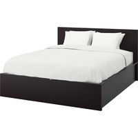 Кровать Ikea Мальм 200x160 (2 ящика, черно-коричневый, Леирсунд) 492.109.97