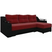 Угловой диван Craftmebel Сенатор (правый, боннель, вельвет, красный/черный)