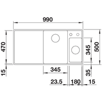 Кухонная мойка Blanco Axia III 6 S-F (разделочная доска из ясеня, темная скала) 524664