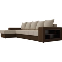 Угловой диван Лига диванов Дубай 105798 (левый, микровельвет, бежевый/коричневый)