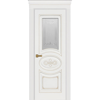 Межкомнатная дверь Юркас Премьер ДО (белая эмаль, патина золото, мателюкс)