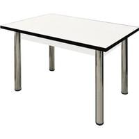 Кухонный стол Solt СТД-13 с обвязкой (белый/кромка черная/ноги хром)