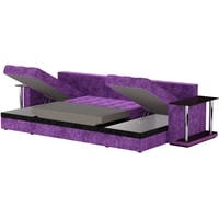 П-образный диван Craftmebel Атланта П 2 стола (бнп, вельвет, фиолетовый)