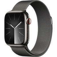 Умные часы Apple Watch Series 9 LTE 41 мм (корпус из нержавеющей стали, графит/миланский графитовый)