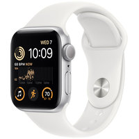 Умные часы Apple Watch SE 2 40 мм (алюминиевый корпус, серебристый/белый, спортивный силиконовый ремешок M/L)