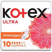 Прокладки гигиенические Kotex Ultra Normal ультратонкие с крылышками поверхность сеточка (10 шт)