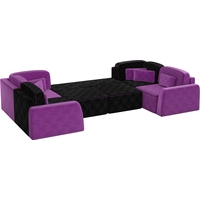 П-образный диван Mebelico Гермес-П 59317 (вельвет, фиолетовый/черный)