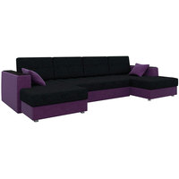 П-образный диван Mebelico Эмир-П (черный/фиолетовый) [A-57582]