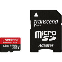 Карта памяти Transcend microSDXC UHS-I 300x Premium (Class 10) 64GB [TS64GUSDU1]