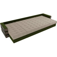 П-образный диван Лига диванов Венеция 100042 (микровельвет, бежевый/зеленый)