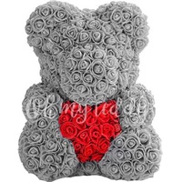 Цветы, букеты Oh My Teddy Мишка из роз с сердцем 40 см (серый)