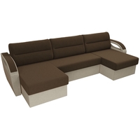 П-образный диван Лига диванов Форсайт 100820 (коричневый/бежевый)
