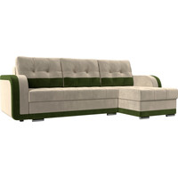 Угловой диван Лига диванов Марсель 29539 (левый, микровельвет, бежевый/зеленый)