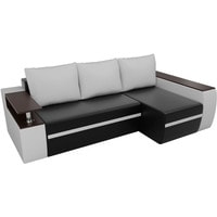 Угловой диван Лига диванов Майами 103041 (правый, экокожа, черный/белый/белый)