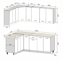 Готовая кухня Кортекс-мебель Корнелия Лира 1.5x2.1 (белый/береза/дуб бунратти)