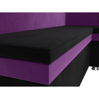 Угловой диван Лига диванов Уют правый 109623 (микровельвет, черный/фиолетовый)
