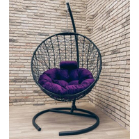 Подвесное кресло Craftmebel Кокон Круглое Стандарт (черный/фиолетовый)