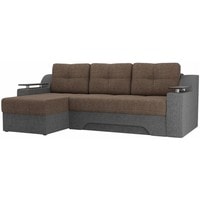 Угловой диван Craftmebel Сенатор (левый, н.п.б., рогожка, коричневый/серый)