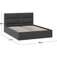 Кровать Трия Глосс универсальный тип 1 с ПМ и заглушиной 160x200 (велюр графит)