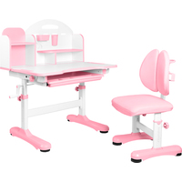 Детский стол Anatomica Fiona с надстройкой и ящиком (белый/розовый)