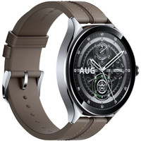 Умные часы Xiaomi Watch 2 Pro LTE (серебристый, с коричневым кожаным ремешком, международная версия)